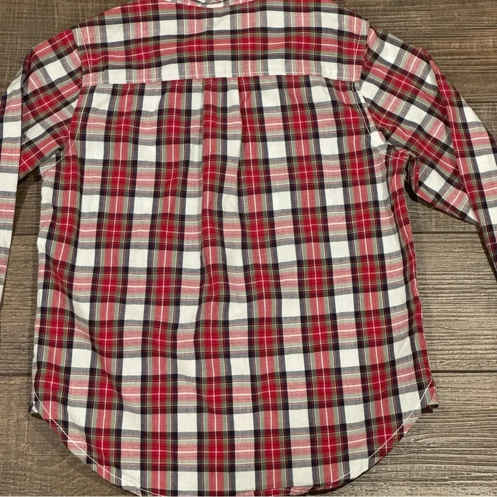 Baby Gap Red Plaid Button Up Long Sleeve Dress Shirt Toddler Boys Size 4 Years